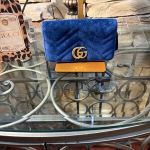 Gucci Mini Royal Blue Velvet Crossbody